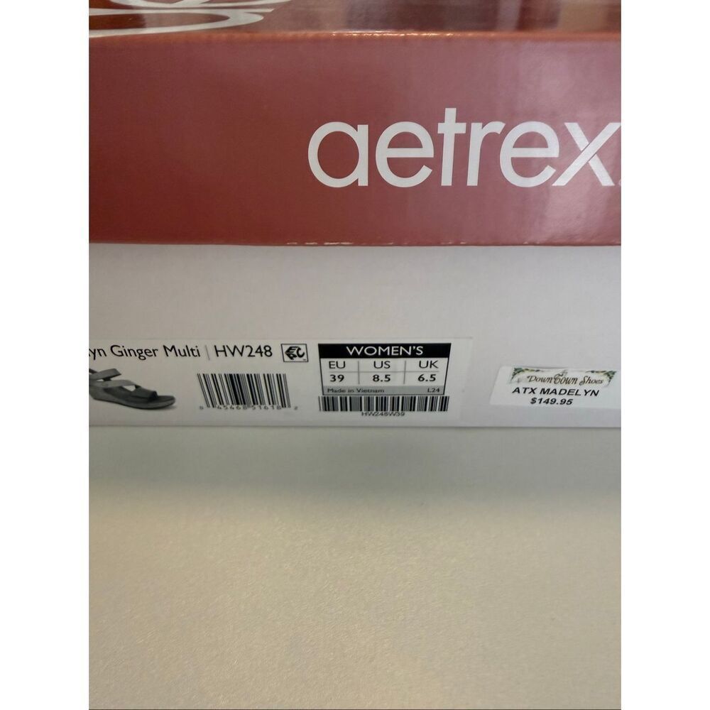 NEW Aetrex Madelyn Quarter Strap Wedge Sandal in Ginger Multi Leather Summer - Picture 10 of 11